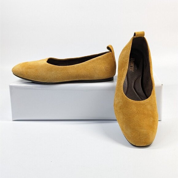 Born Suede Yellow Mustard Ballet Flats Size 8.5M - Picture 1 of 10